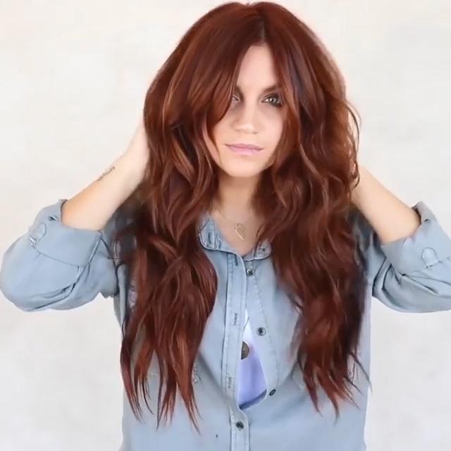 Long Red Brown Glueless Heat Resistant Wig