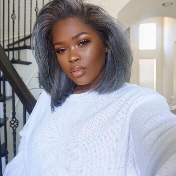 Smokey blue/gray bob party wig