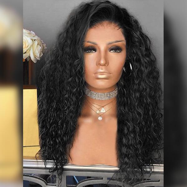 Black Curly Heat-resistant Full wig