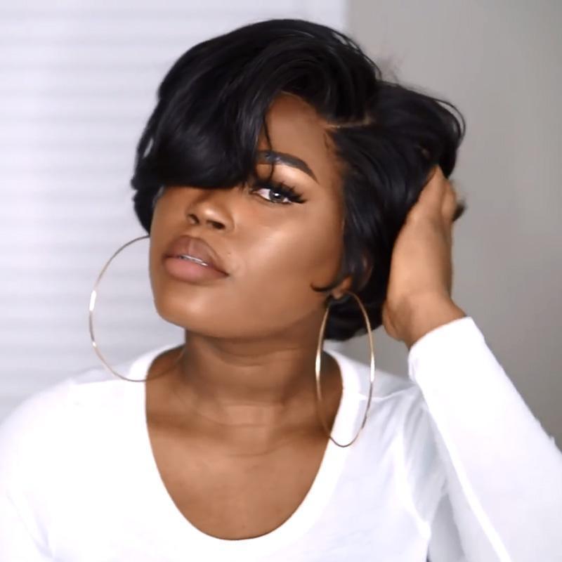 Black BOB wavy short wig