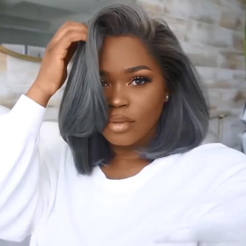 Smokey blue/gray bob party wig