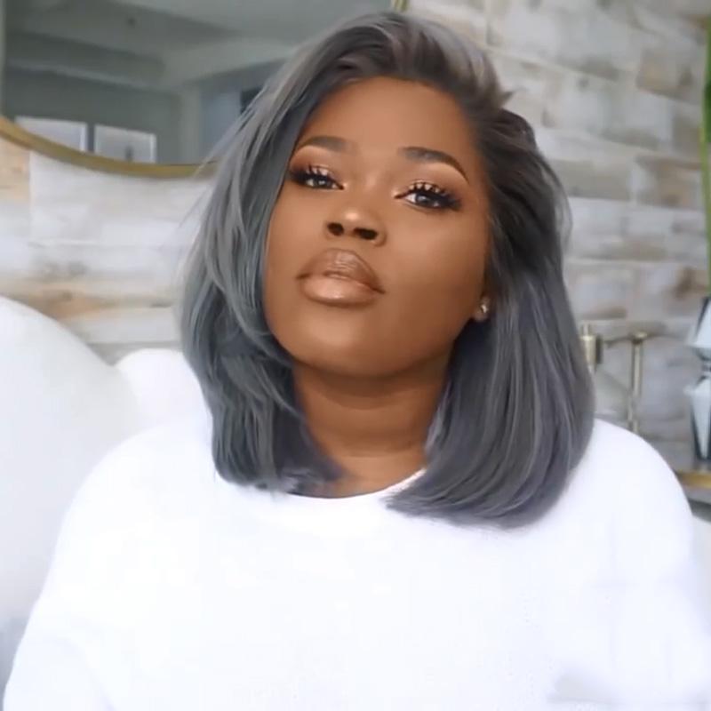 Smokey blue/gray bob party wig