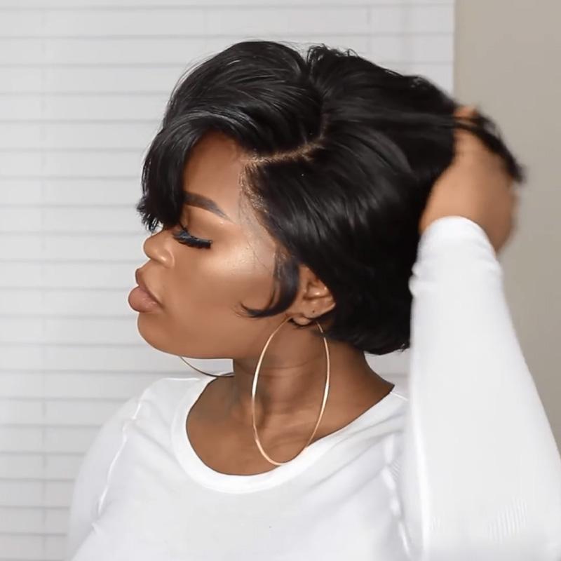 Black BOB wavy short wig