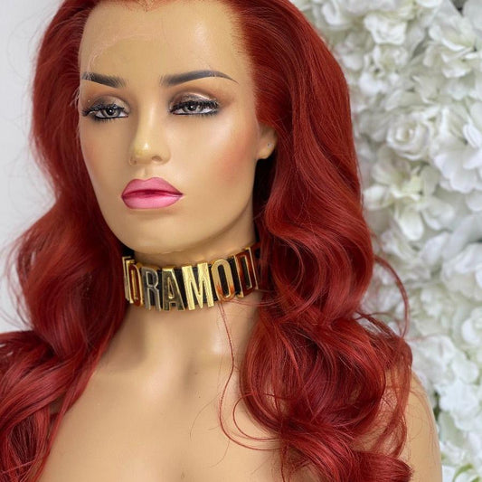 Red Hair No-Lace Wavy Big Curly Wig